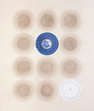 22 Real old Willow 40 Circles IV 2015 Öl Aquarell Textilfarbe auf Leinwand 130 x 110 cm Mc 90