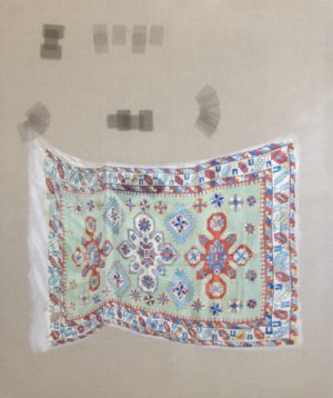 Untitled 2013 Oil watercolour textile dye on linen 180 x 150 cm