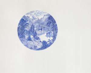 Linda mccue Circle and Landscape 2018 Aquarell Bleistift auf Papier 42 x 52 cm