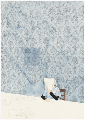 Linda mccue The Flimsy Disguise 2009 Pencil watercolour on paper 51 x 36 cm 4000