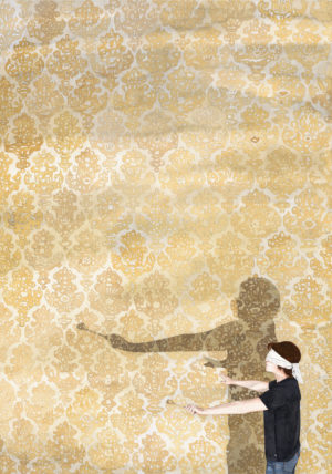 Linda mccue The Golden Wall 2010 Pencil watercolour on paper 51 x 36 cm